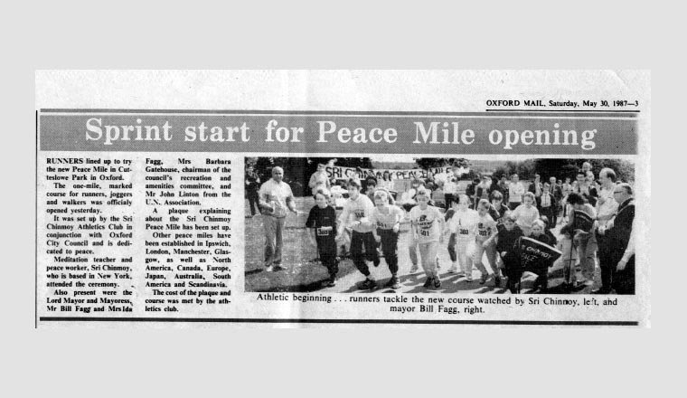 Coverage of Inaugural Peace Mile in Oxford Mail